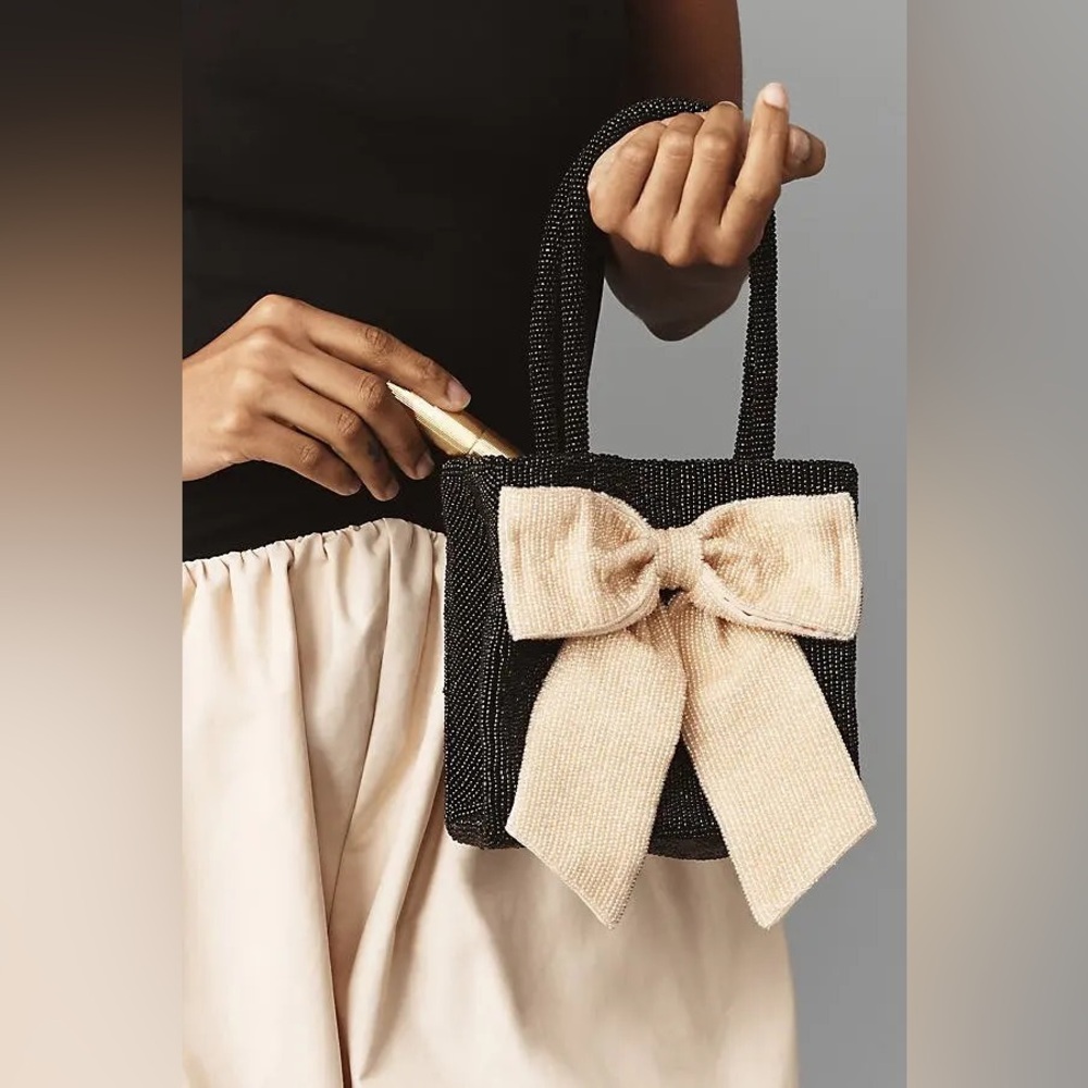 Anthropologie Beaded Bow Tie Mini Bag